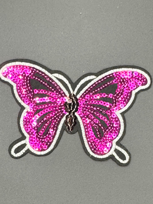 Sequin Butterfly Patch – Hot Pink