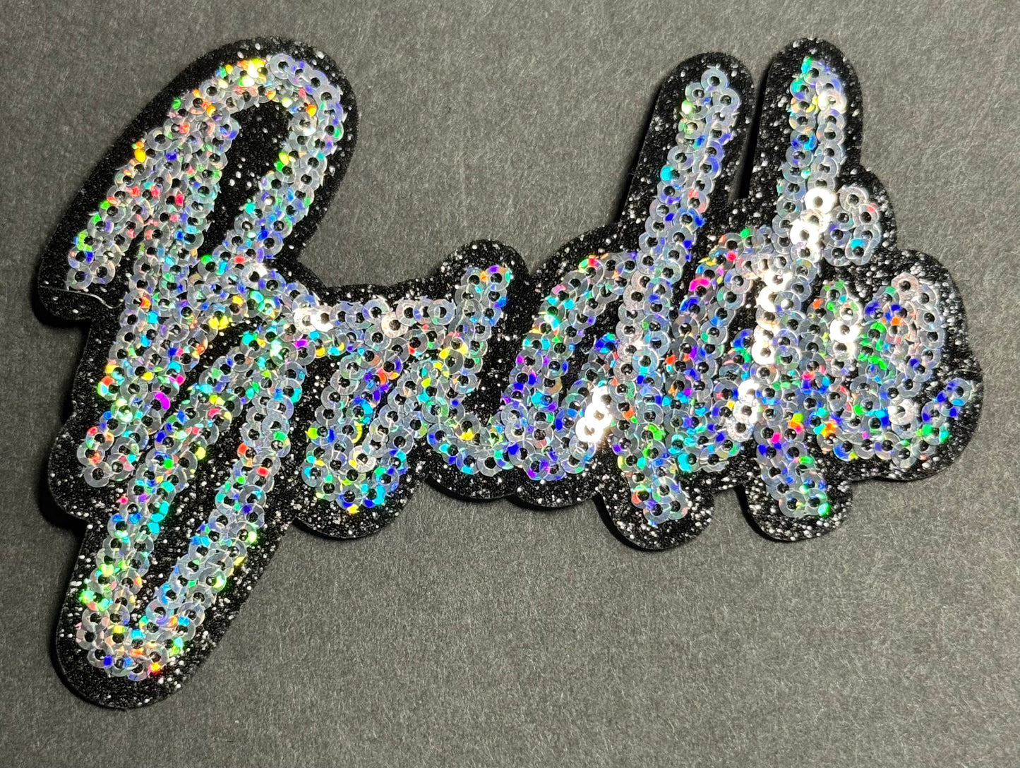 “Baddie” Patch – Rainbow Holographic Sequins