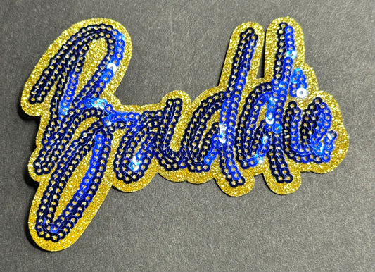 “Baddie” Patch – Royal Blue & Gold Sequins