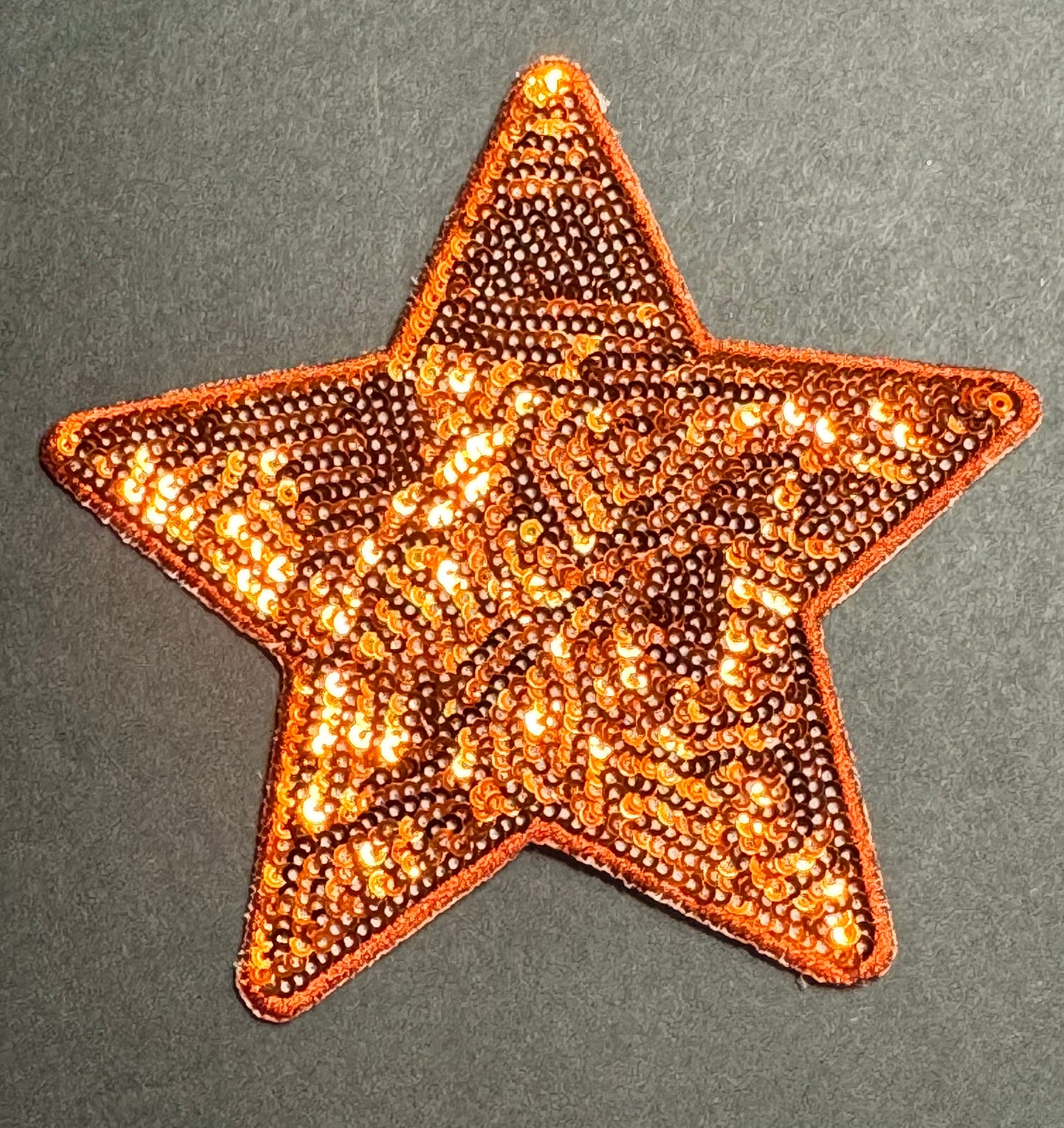 Orange Sequin Star Patch