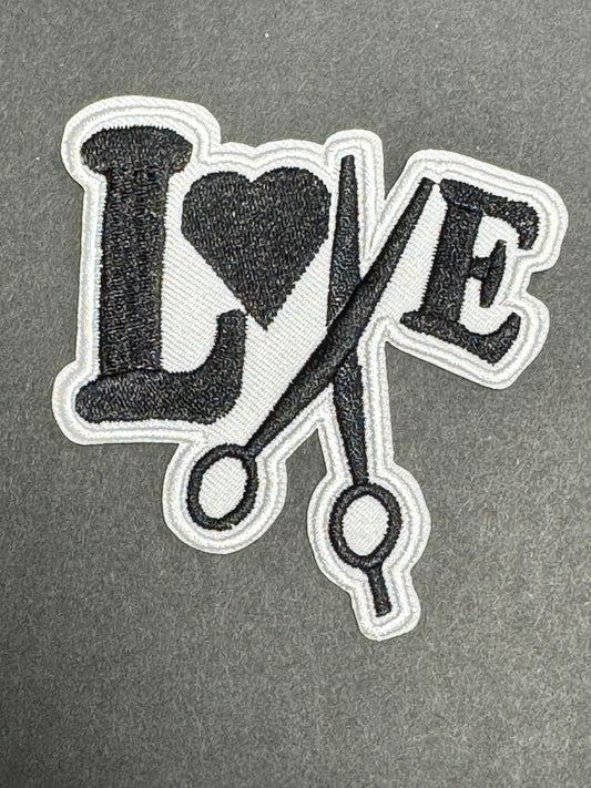 LOVE Hair Stylist Patch (Black & White Scissors)