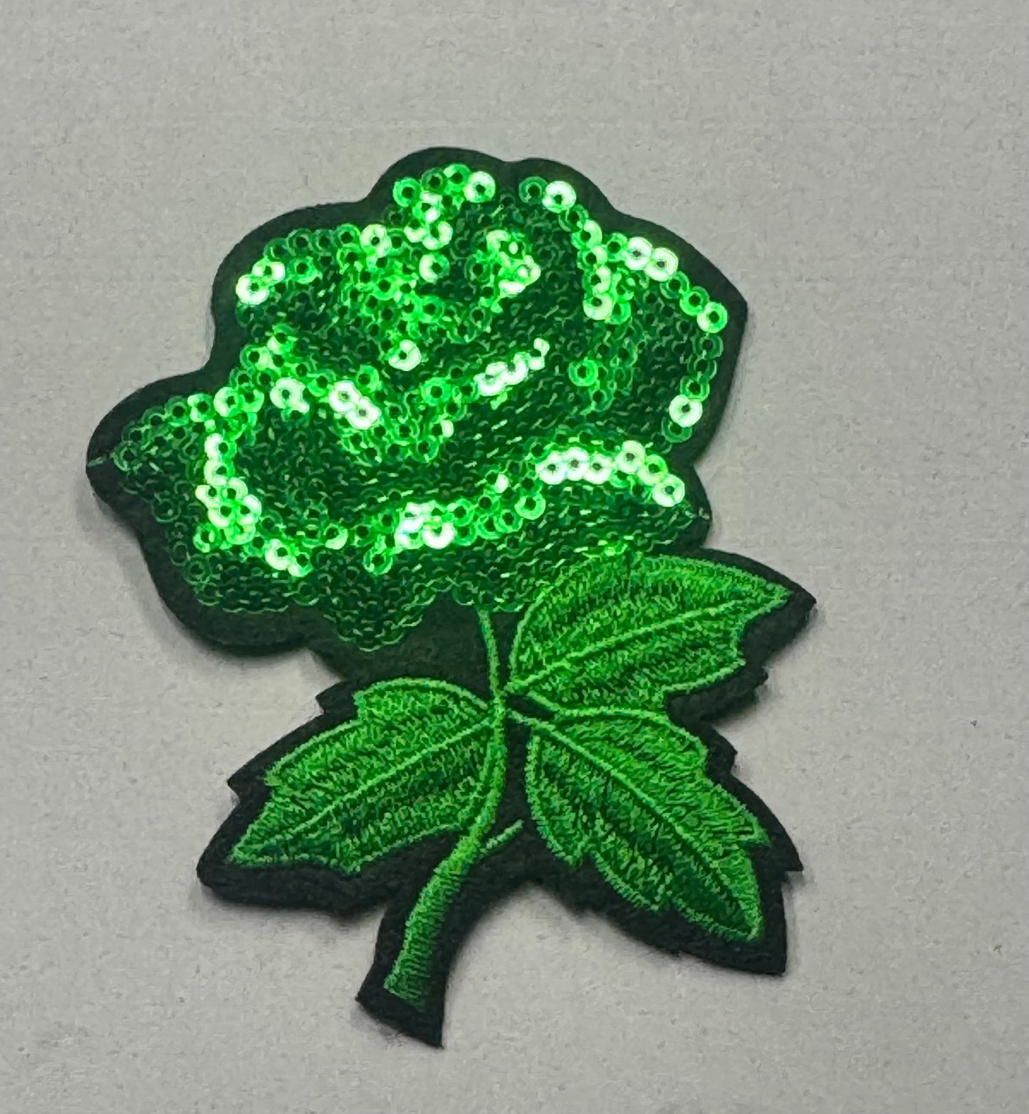Green Sequin Rose Patch