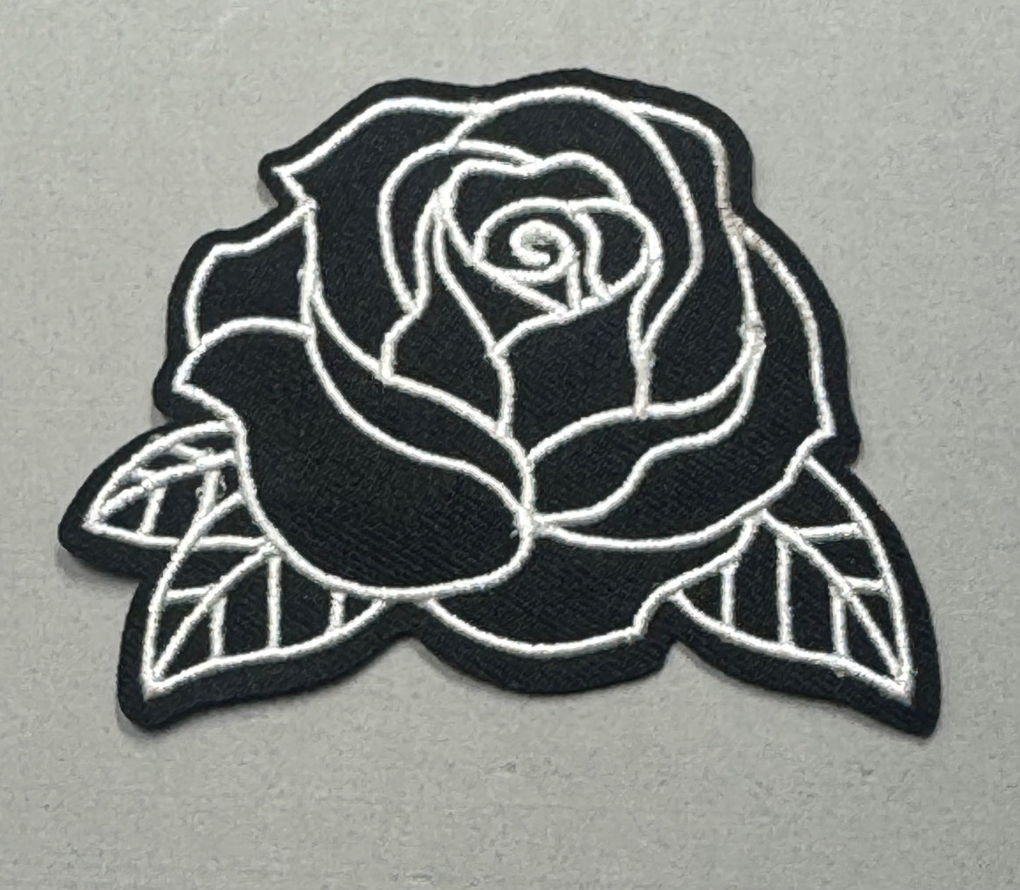 Black & White Linework Rose Patch