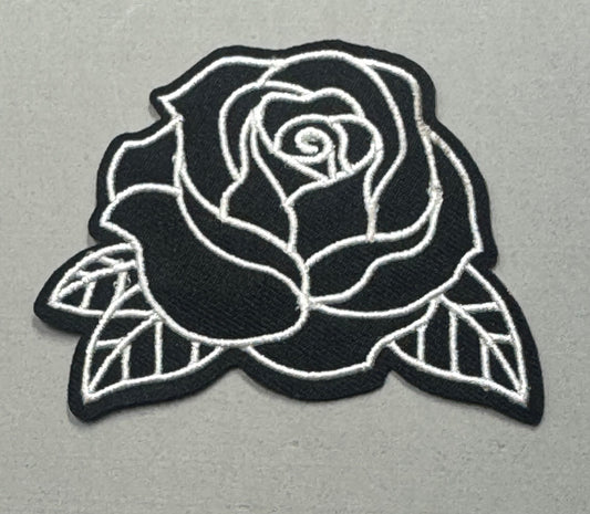 Black & White Linework Rose Patch