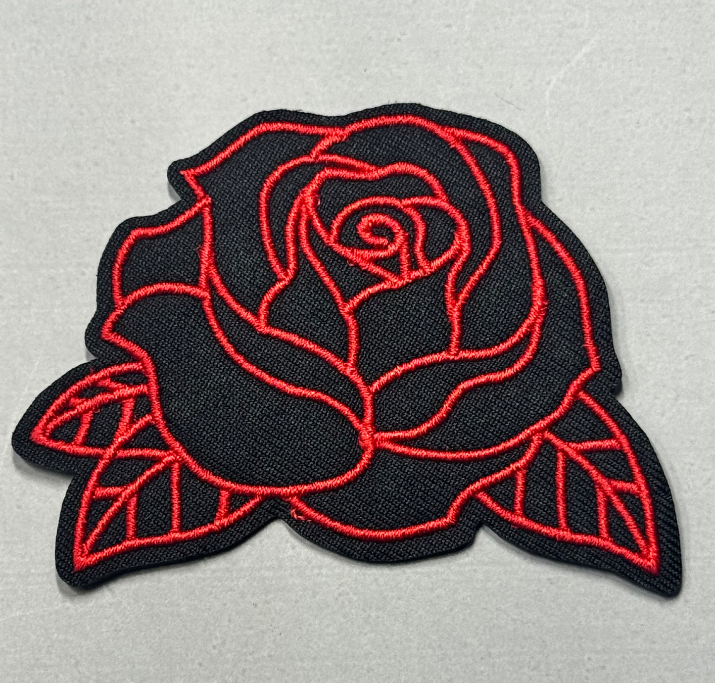 Red Linework Rose Patch