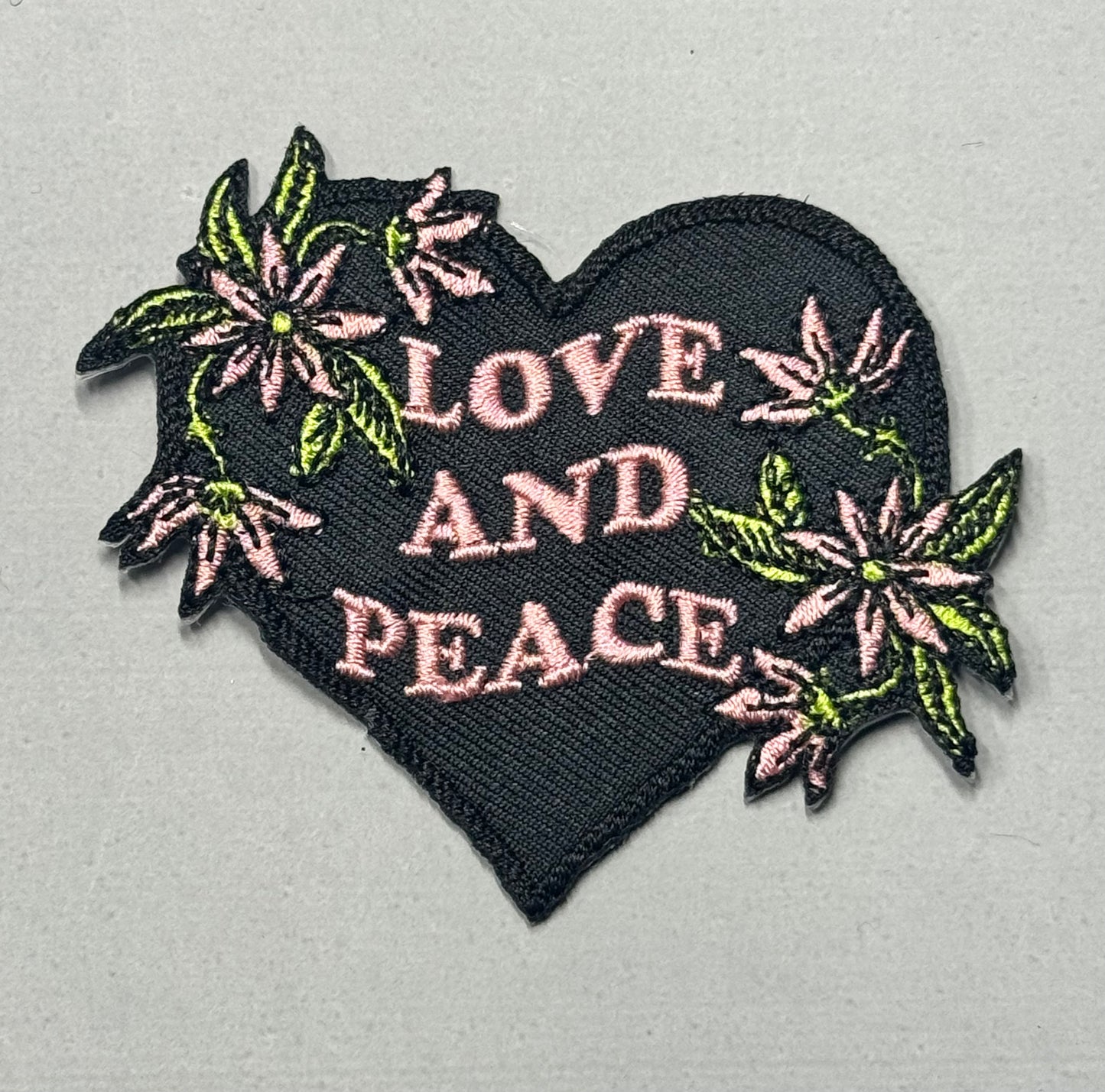 “Love and Peace” Floral Heart Patch