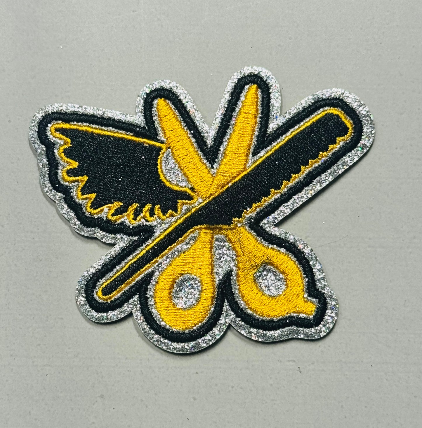Gold & Black Winged Scissors Patch
