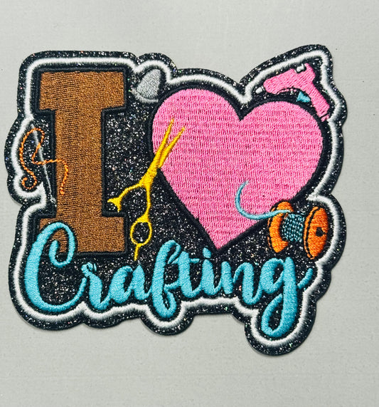“I Love Crafting” Patch — Teal Script