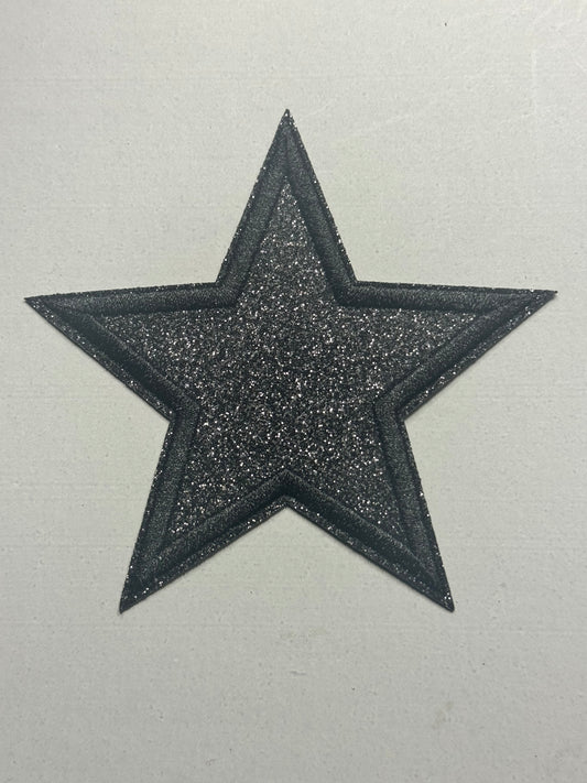 “Black Glitter Star Patch”