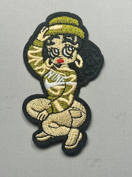 Curvy Cartoon Girl Camo Nike Inspired Patch – Iron-On