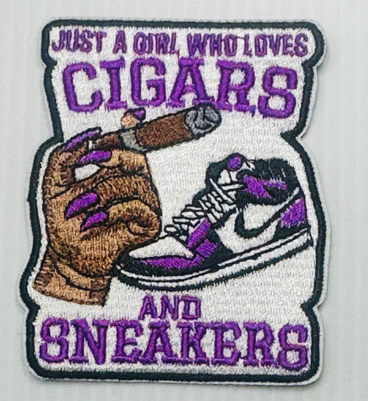 Just a Girl Who Loves Cigars & Sneakers Patch – Iron-On