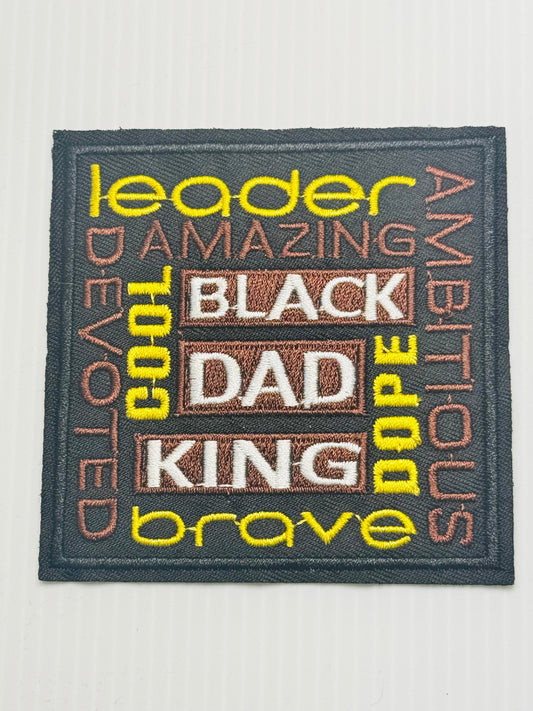 Black Dad King Word Art Patch