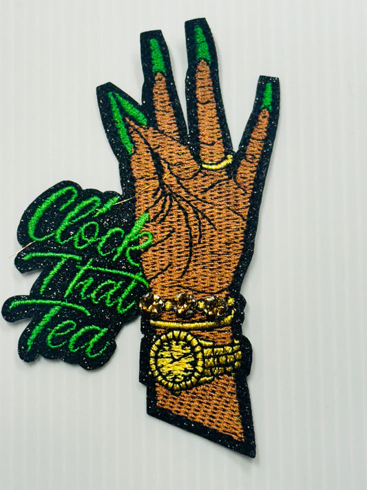 Clock That Tea Hand Patch – Green Nails