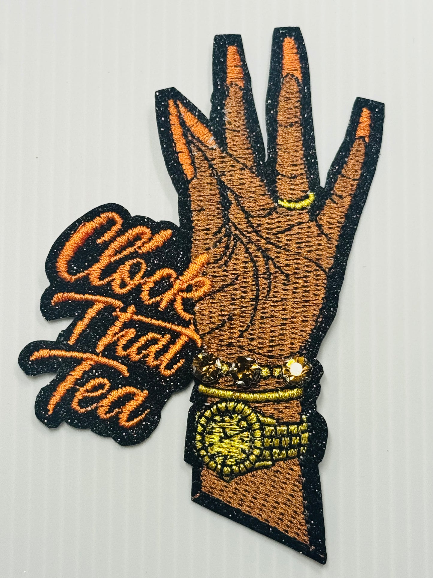 Clock That Tea Hand Patch – Orange Nails