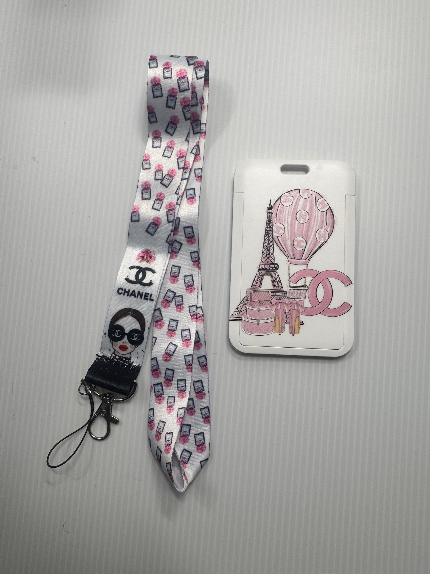 CC PARIS PINK/WHITE 2 PC LANYARD