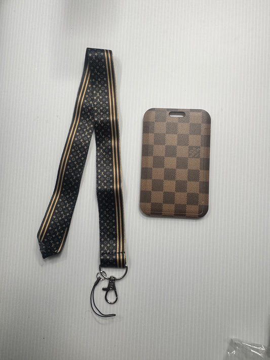 LV INSPIRED CHECKERED 2PC LANYARD