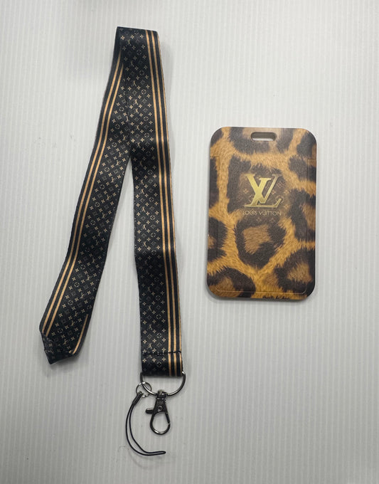 LV-INSPIRED YELLOW/BROWN LANYARD