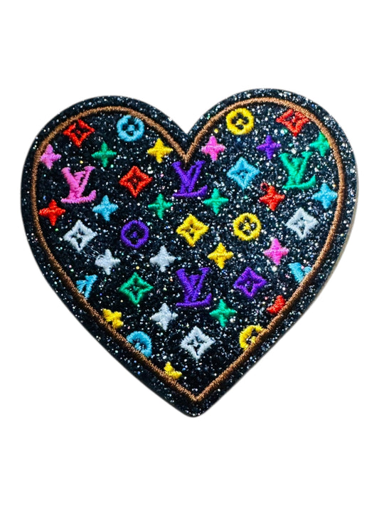 LV-INSPIRED BLACK MULTI-COLORED HEART