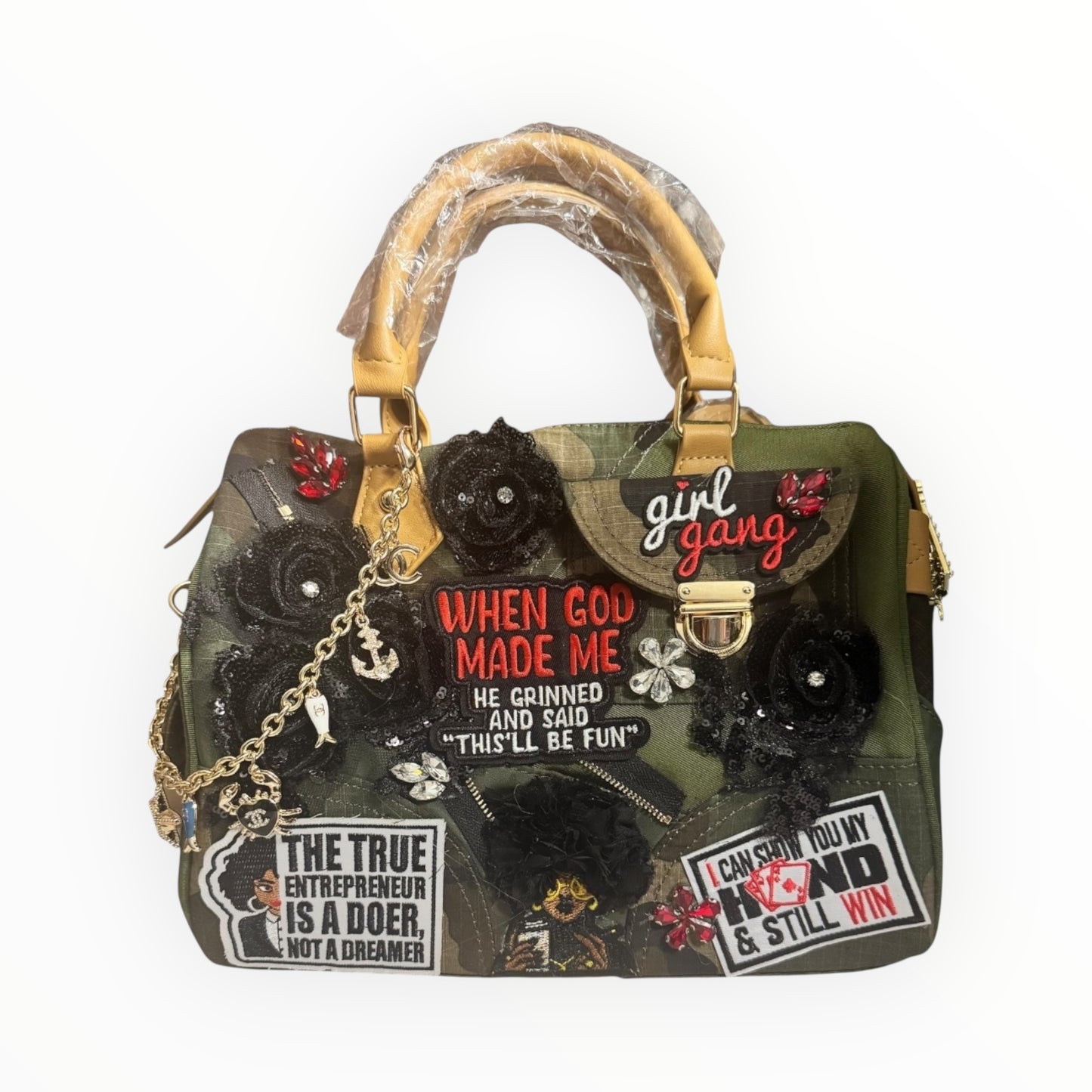 Custom Embellished Speedy-Style Handbag