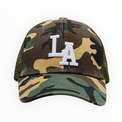 LA Camo Trucker Hat – White Embroidered Logo
