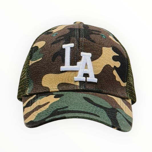 LA Camo Trucker Hat – White Embroidered Logo