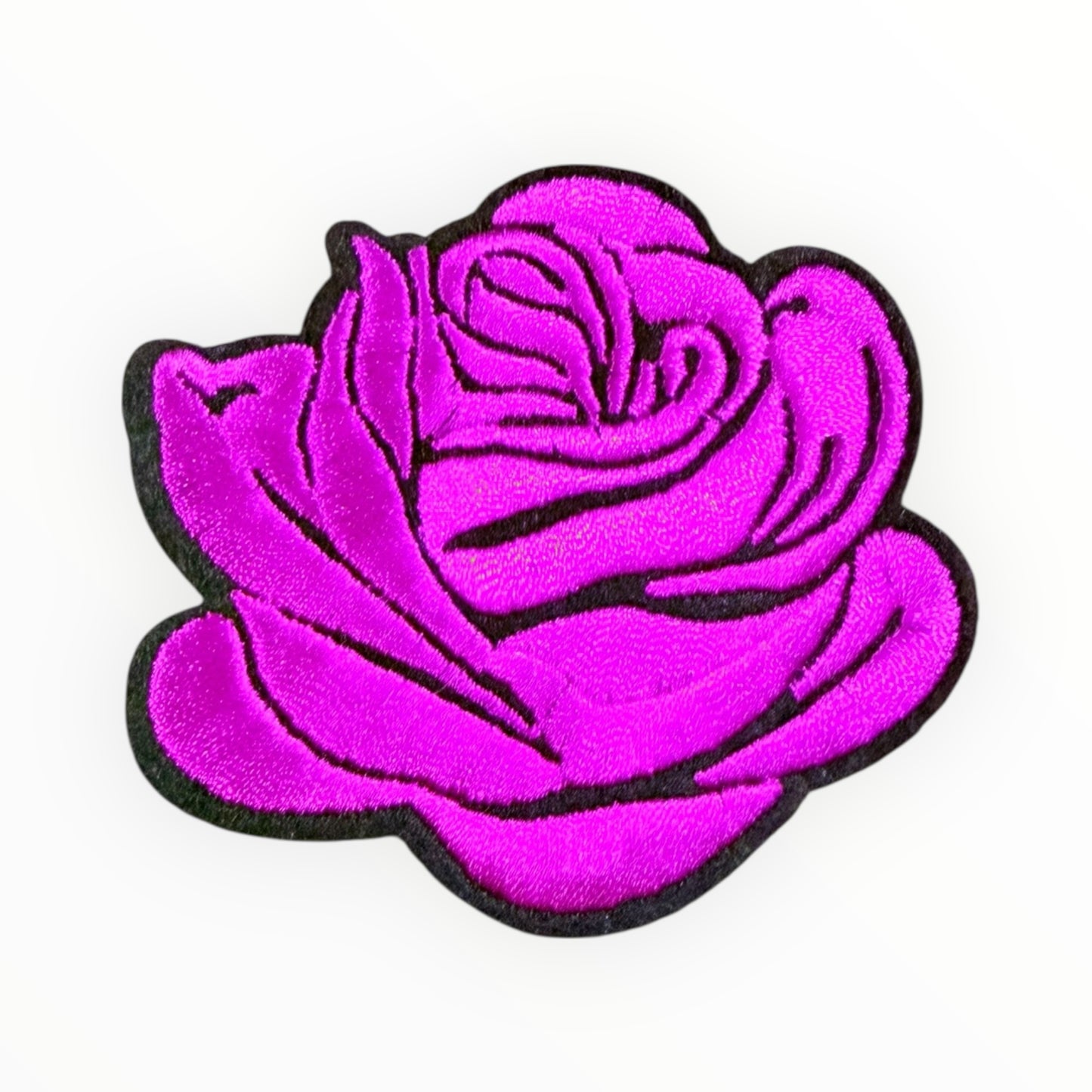 Purple rose embroidery patch