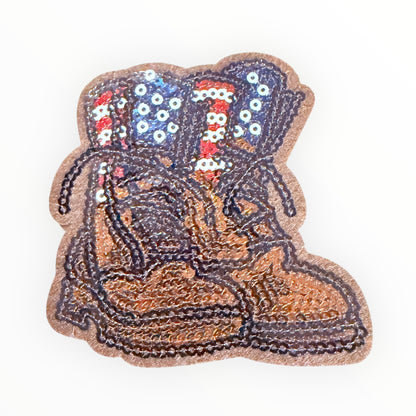 Patriotic combat boots sequin small patch