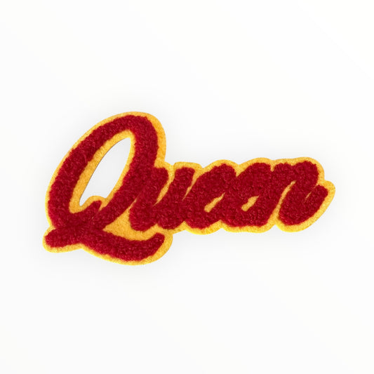Queen chenille script medium size patch – red