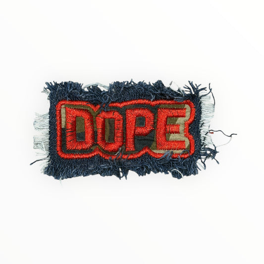 Distressed DOPE Denim Patch Red