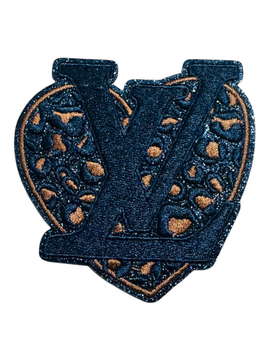 LV-INSPIRED BROWN HEART W/BLACK LETTERS