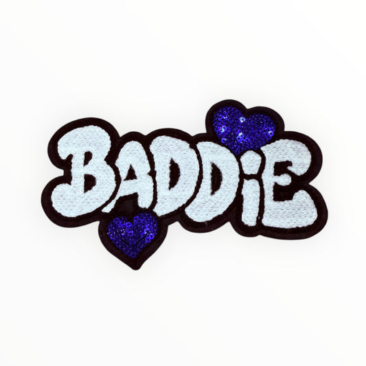 BADDIE Chenille & Sequin Medium Size Patch (Blue White)