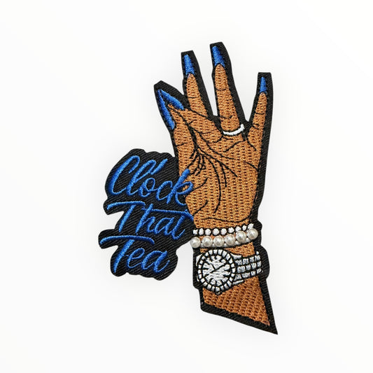 Clock That Tea Hand Patch- Blue