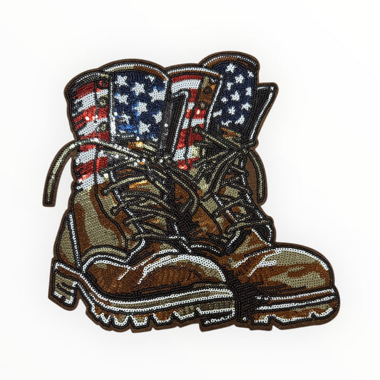 American flag combat boots sequin patch