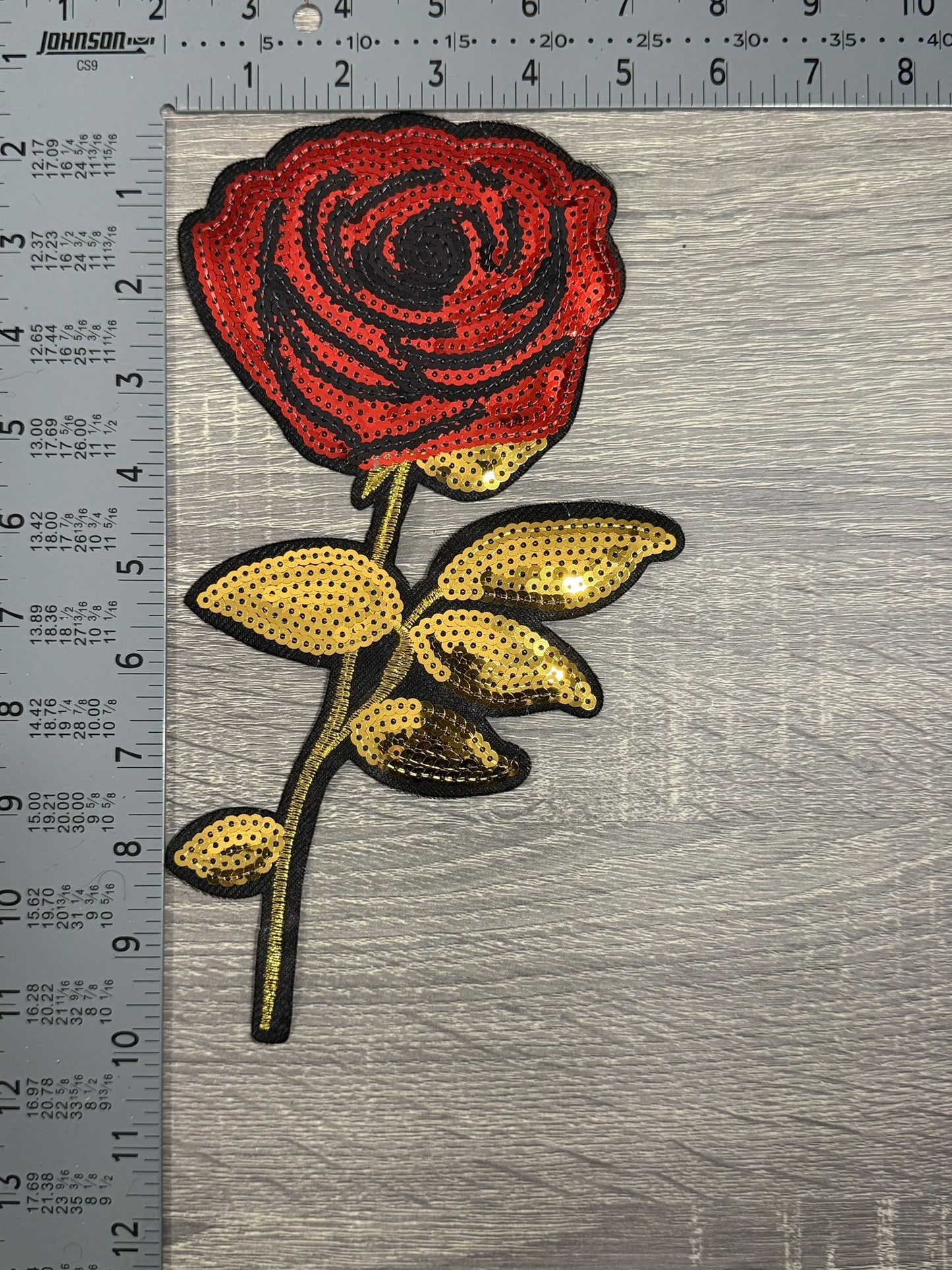 Red & Gold Sequin Rose LARGE Patch