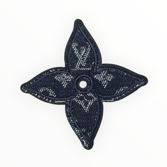 Denim Floral Cross Embroidered Patch