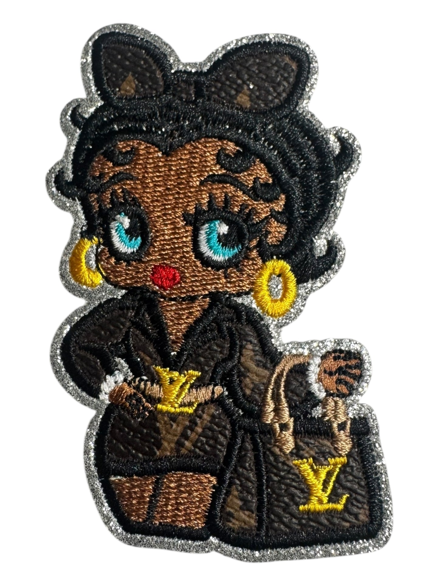 LV-INSPIRED FAUX LEATHER BETTY WEARING DRESS & PURSE  PATCH