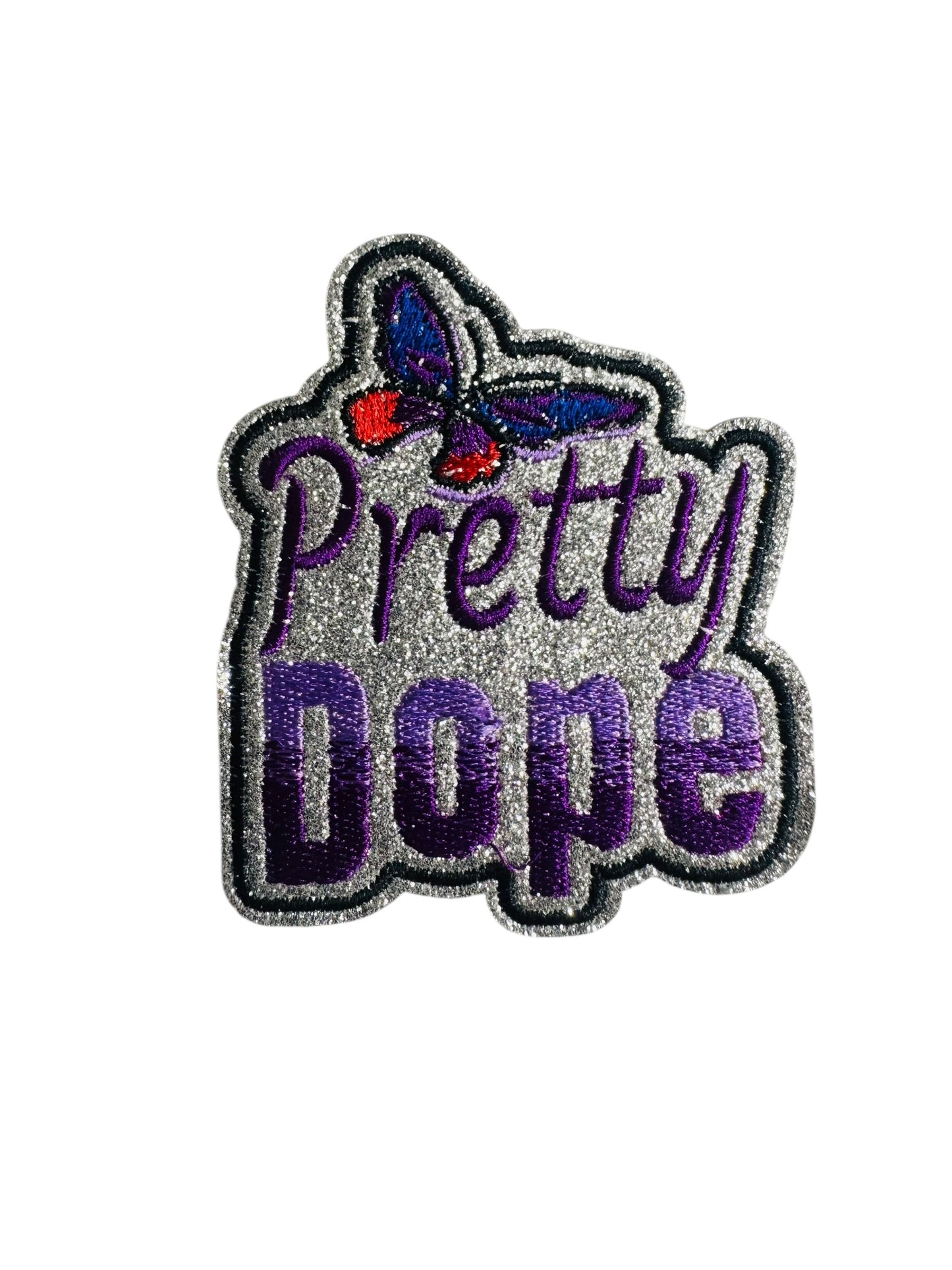 PRETTY DOPE SILVER/PURPLE GLITTER PATCH