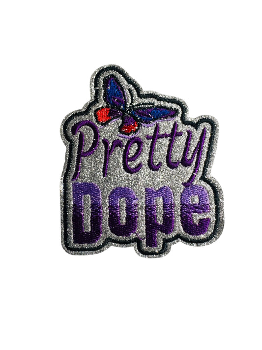 PRETTY DOPE SILVER/PURPLE GLITTER PATCH