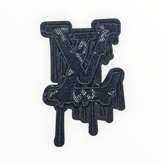Drip Style Letters Denim Embroidered Patch
