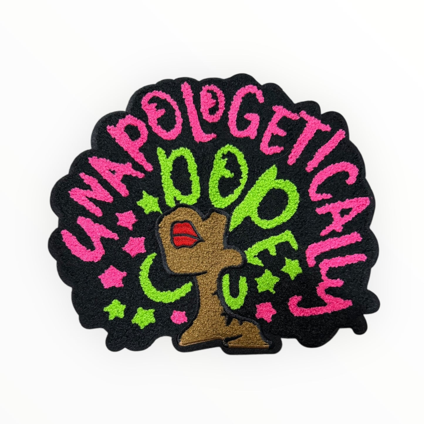 Unapologetically dope afro chenille patch – pink