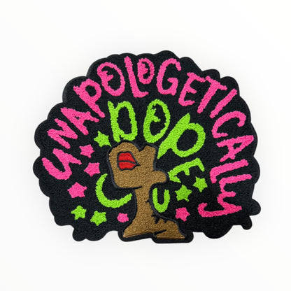 Unapologetically dope afro chenille patch – pink