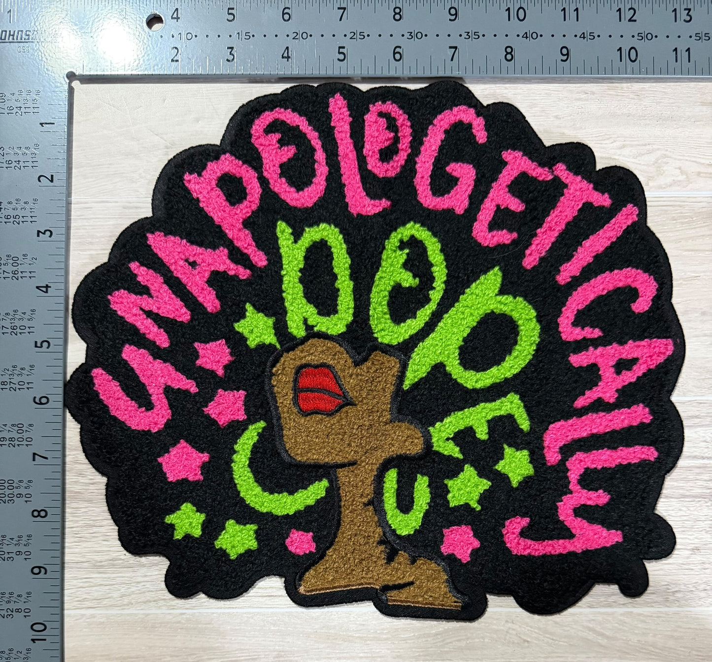 Unapologetically dope afro chenille patch – pink