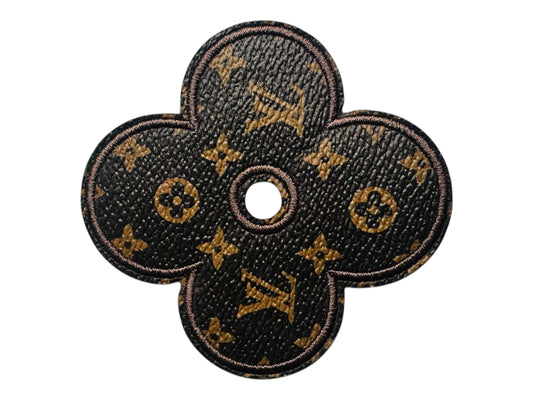 LV-INSPIRED BROWN FAUX LEATHER SMALL FLOWER