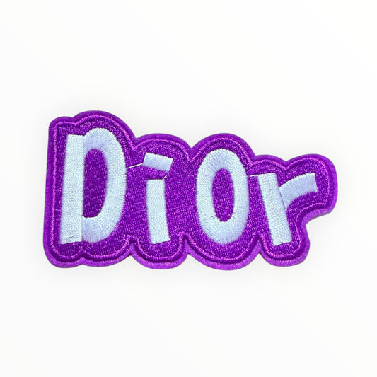 Dior glitter embroidered script patch – purple