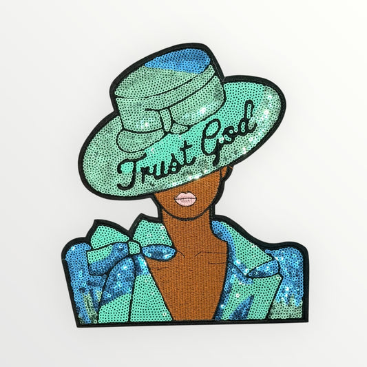 Trust God” Sequin LARGE Patch (Lady in Hat)