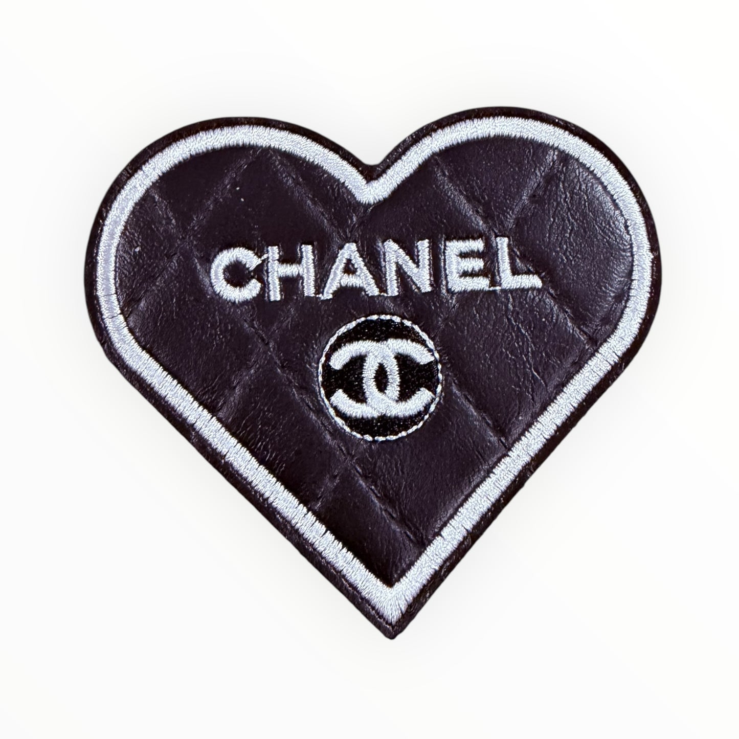 Faux black luxury-inspired heart patch