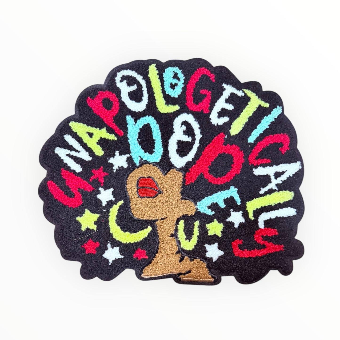 Unapologetically dope afro chenille patch – red