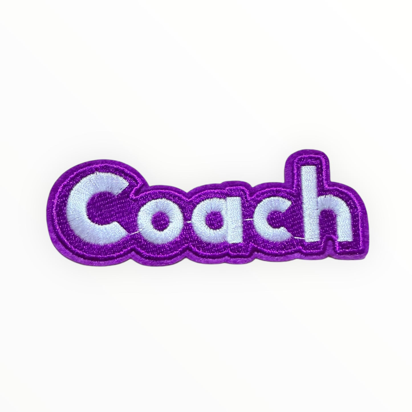 Coach glitter embroidered script patch – purple