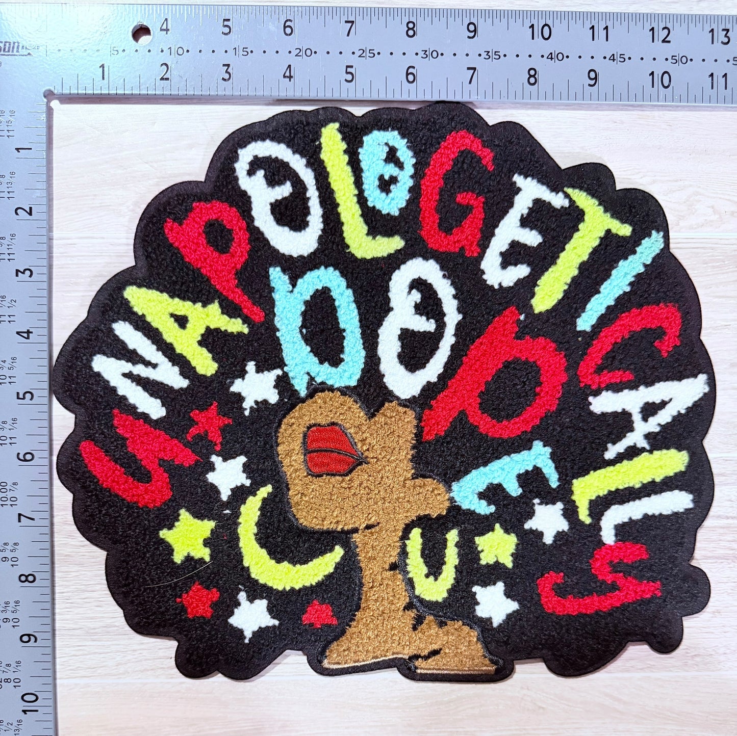 Unapologetically dope afro chenille patch – red