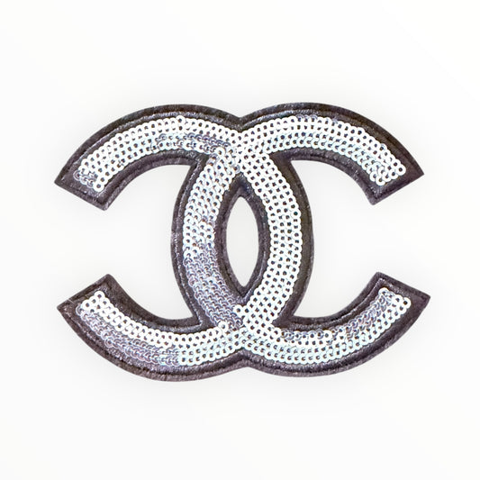 Silver double c sequin patch